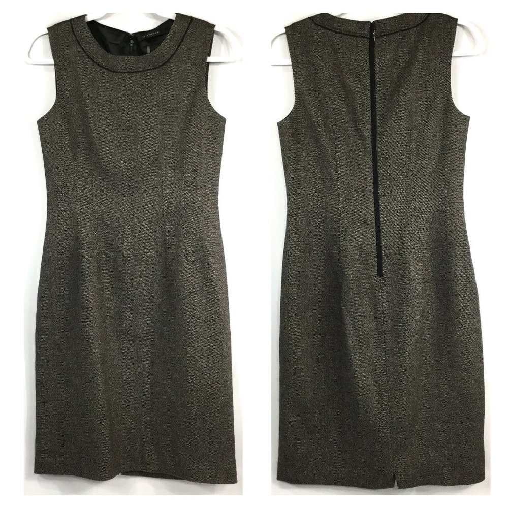 ELIE TAHARI Sz 4 Brown Wool Tweed Career Sheath